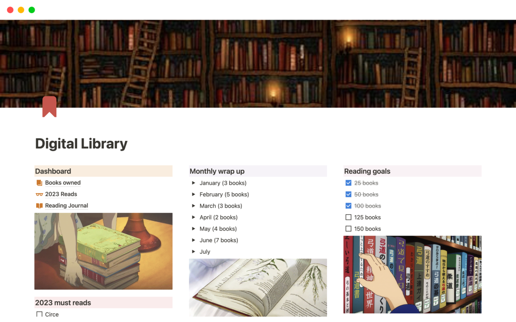 digital library for books - Digital Library  Notion-Vorlage