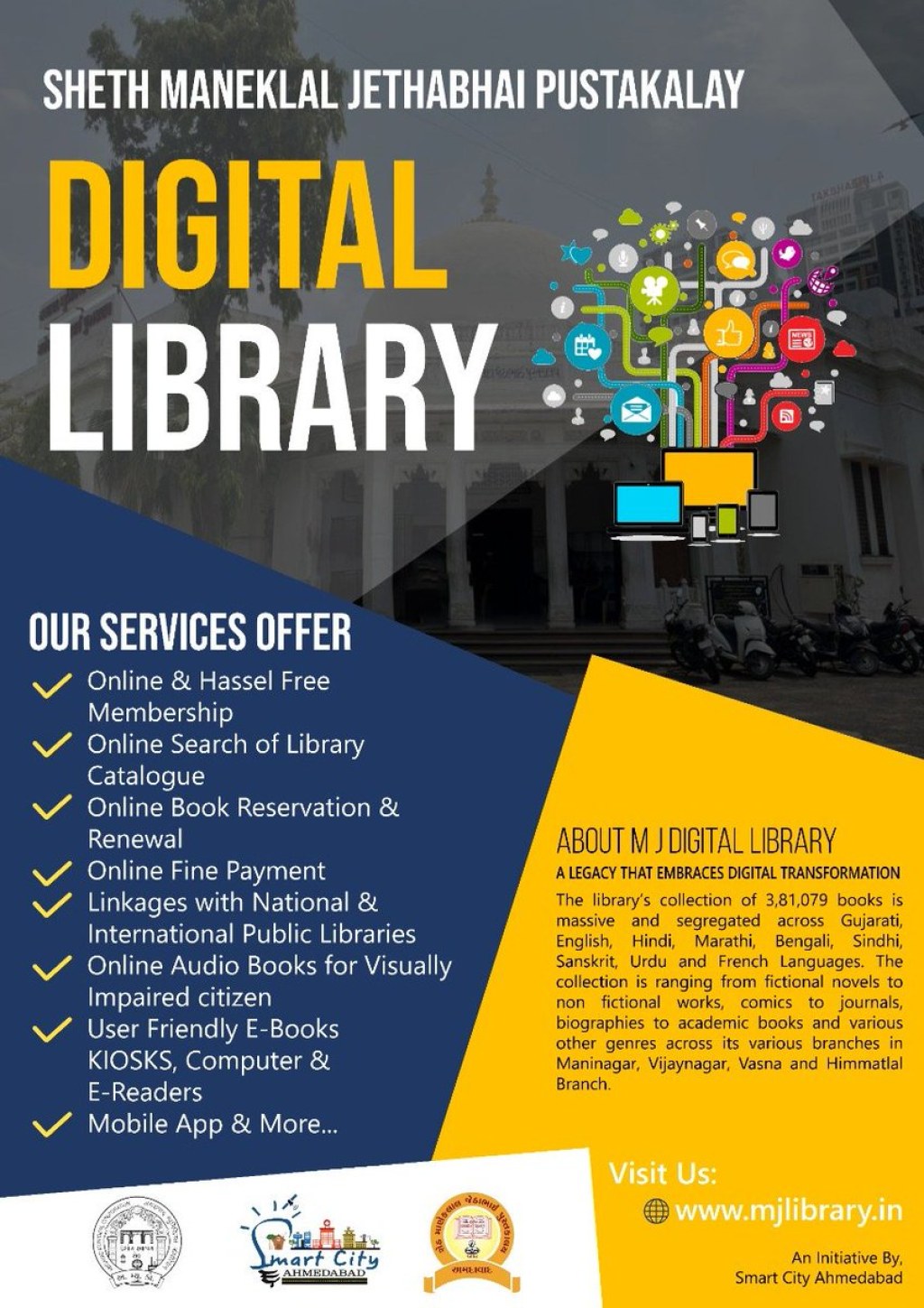 digital library gujarati - Smart City Ahmedabad on X: "Historical MJ library is becoming